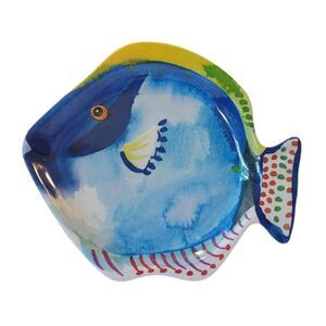 Pier 1 Imports Colorful Fish-Shaped Melamine Snack Plate Set Of 4